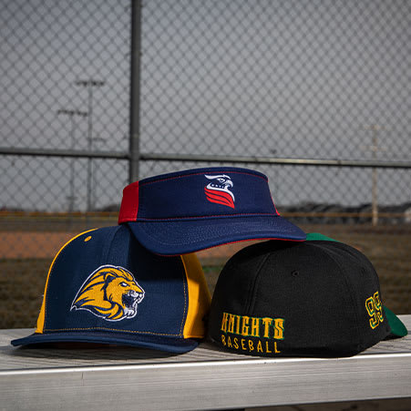 An assortment of sports hats