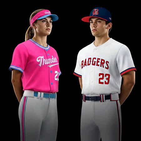 blue and red baseball jerseys