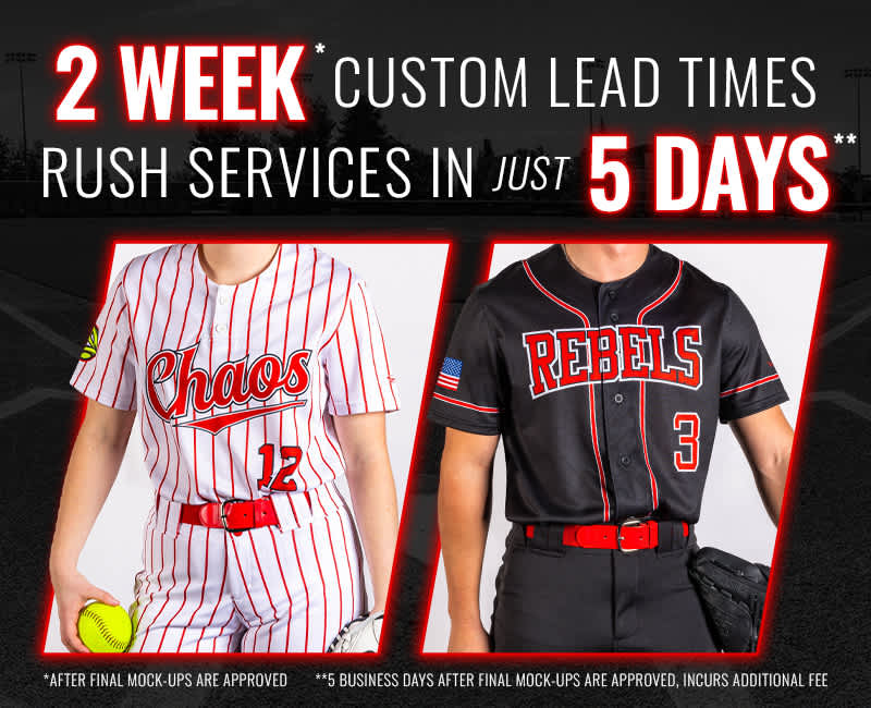 Custom Lead Times - Just 2 Weeks. Rush Services - Just 5 Business Days.