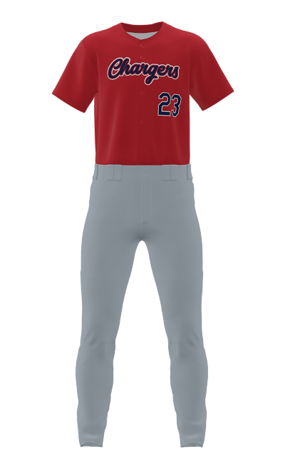 Front Red Chargers Full Button Short Sleeve Jersey & Pant