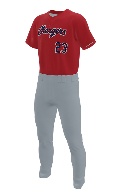 Left Red Chargers Full Button Short Sleeve Jersey & Pant