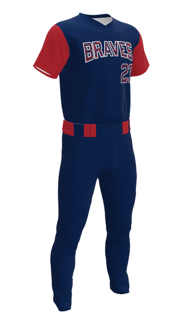 Navy Braves V-Neck Short Sleeve Jersey & Pant
