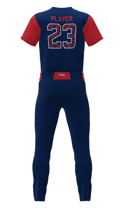Back Navy Braves V-Neck Short Sleeve Jersey & Pant