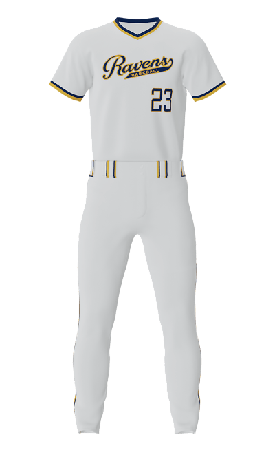 Front White Ravens V-Neck Short Sleeve Jersey & Pant