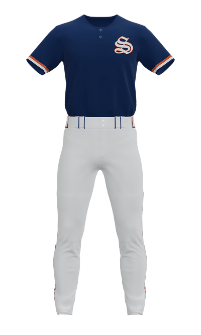 Front Navy S 2 Button Short Sleeve Jersey & Pant
