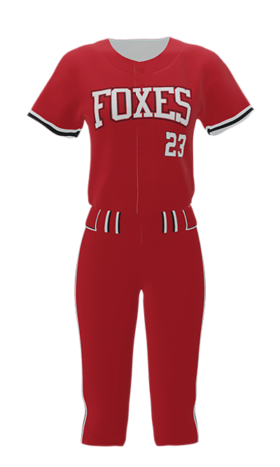 Front Red Foxes Full Button Short Sleeve Jersey & Pant