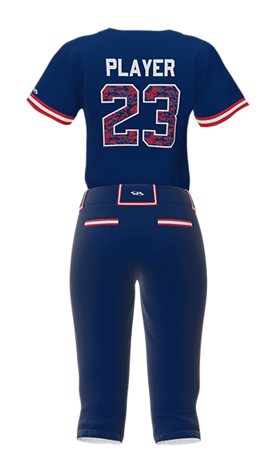 Back Navy Braves Full Button Short Sleeve Jersey & Pant