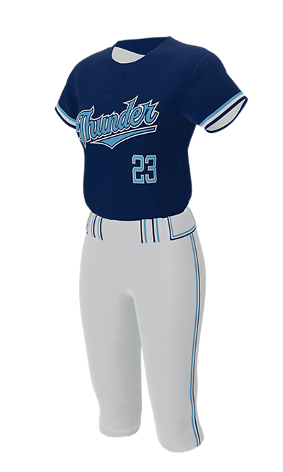 Left Navy Thunder 2 Button Short Sleeve Jersey & Pant