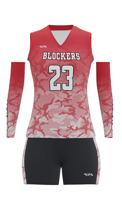 Front Red Blockers Sleeveless Jersey and Fury 3 Inch Shorts