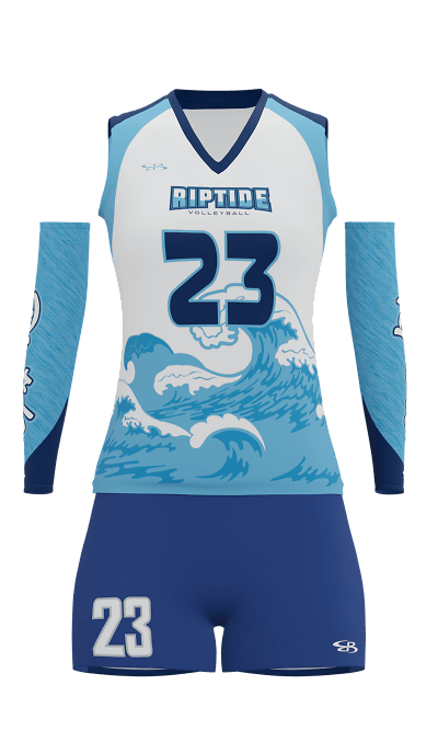 Front White Riptide Sleeveless Jersey and Fury 4 Inch Shorts