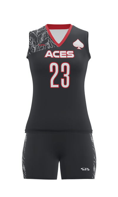 Front Black Aces Sleeveless Jersey & Fury 4 inch Short