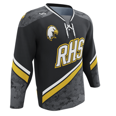 Custom Hockey Jerseys with A Fish Embroidered Twill Logo Adult Goalie Cut / (Just Number) / Blue