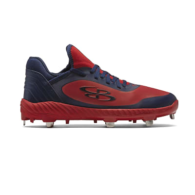 Red white and hot sale blue metal cleats