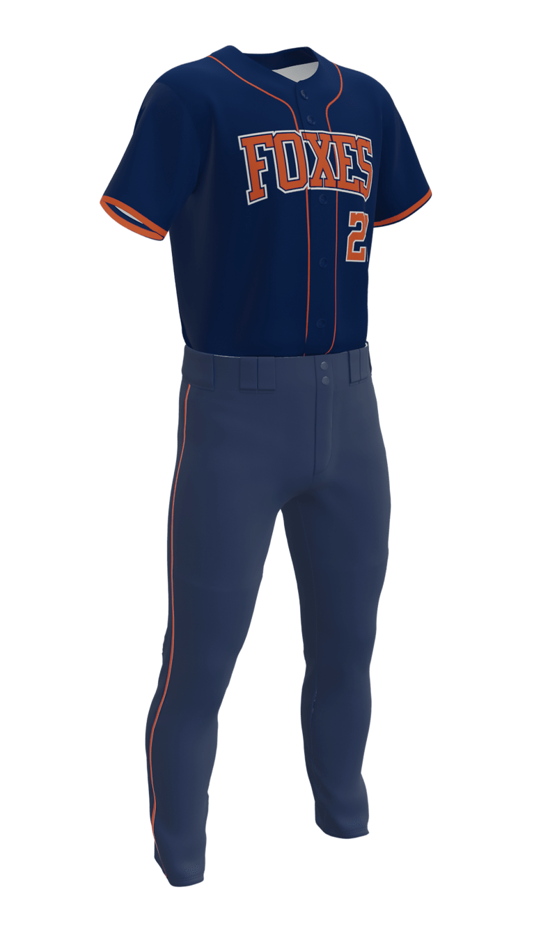 Navy Foxes Full Button Short Sleeve Jersey & Pant