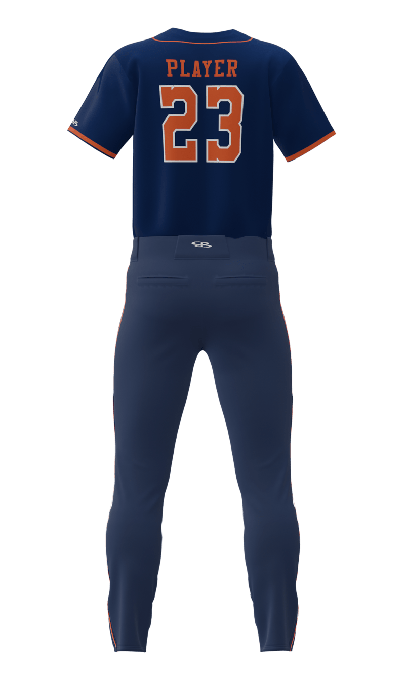Back Navy Foxes Full Button Short Sleeve Jersey & Pant