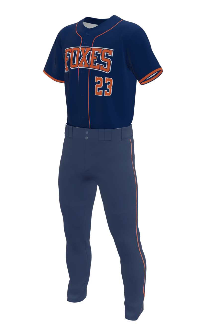 Left Navy Foxes Full Button Short Sleeve Jersey & Pant