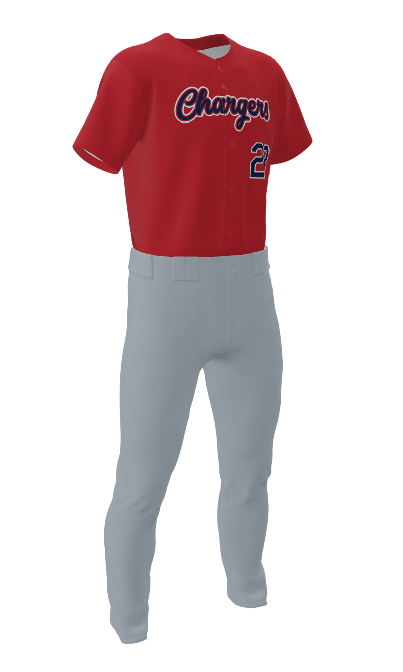 Red Chargers Full Button Short Sleeve Jersey & Pant