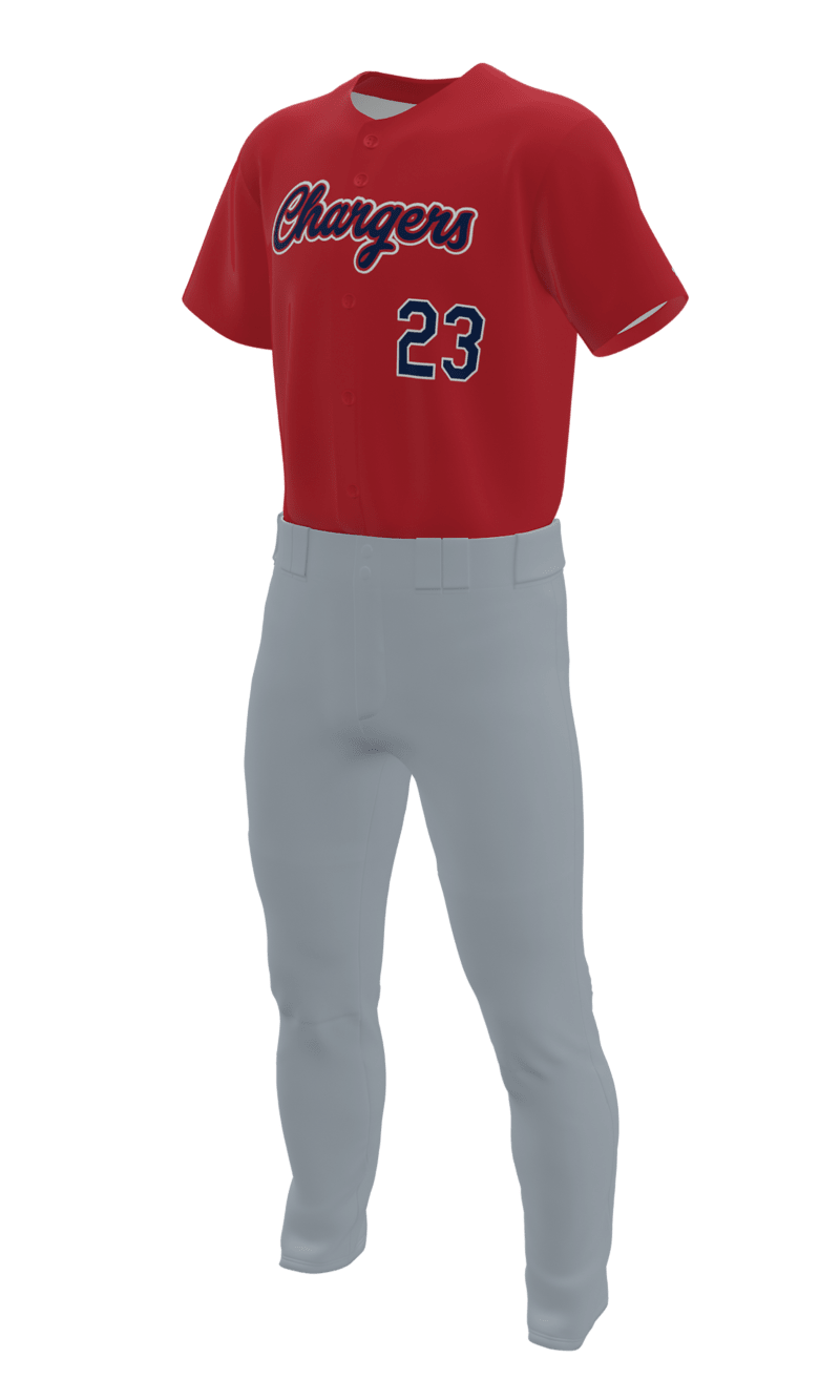 Left Red Chargers Full Button Short Sleeve Jersey & Pant