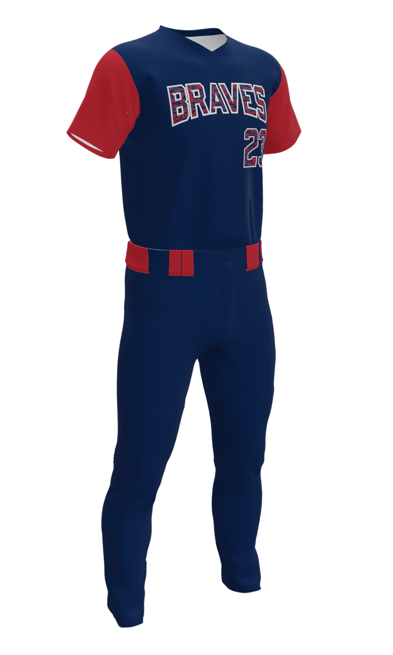 Navy Braves V-Neck Short Sleeve Jersey & Pant