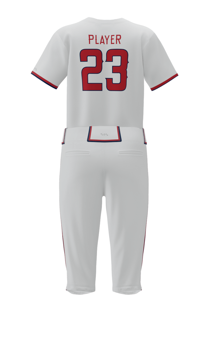 Back White Badgers Full Button Short Sleeve Jersey & Knicker