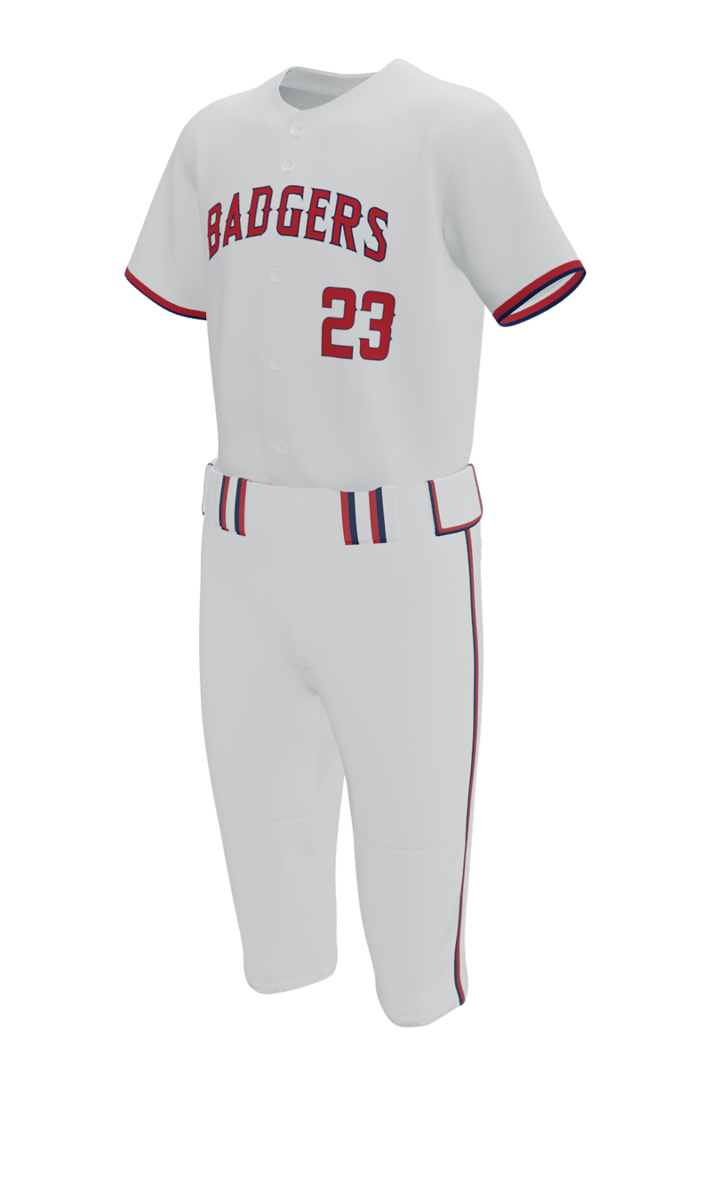 Left White Badgers Full Button Short Sleeve Jersey & Knicker