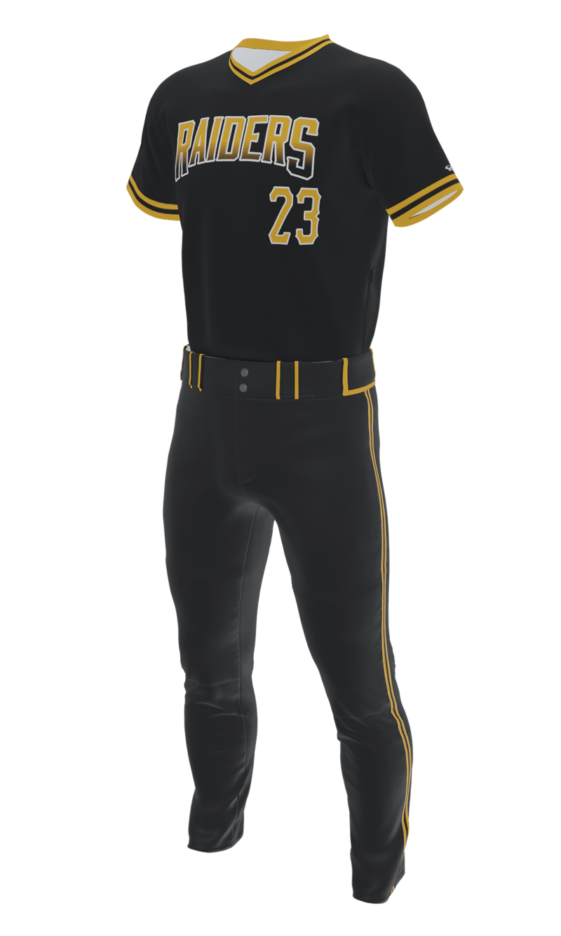 Left Black Raiders V-Neck Short Sleeve Jersey & Pant