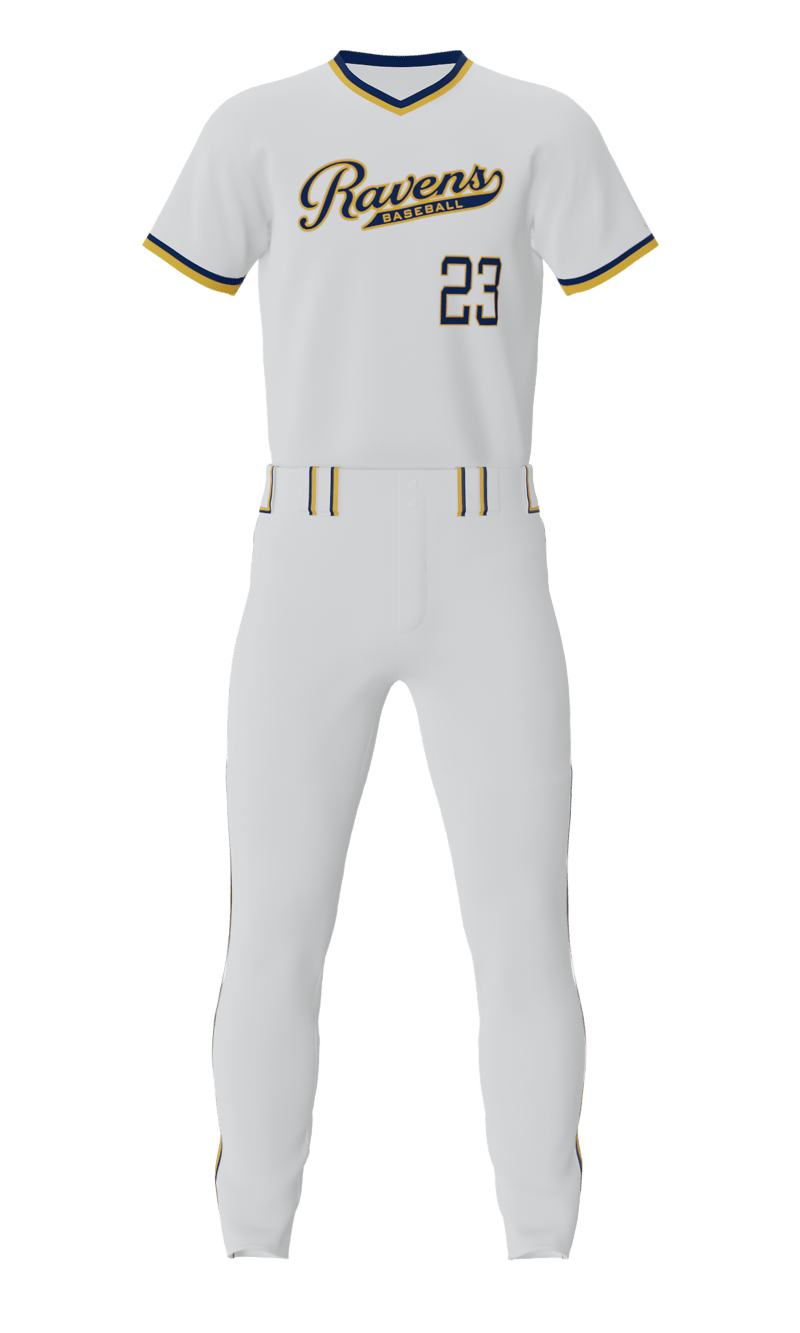 Front White Ravens V-Neck Short Sleeve Jersey & Pant