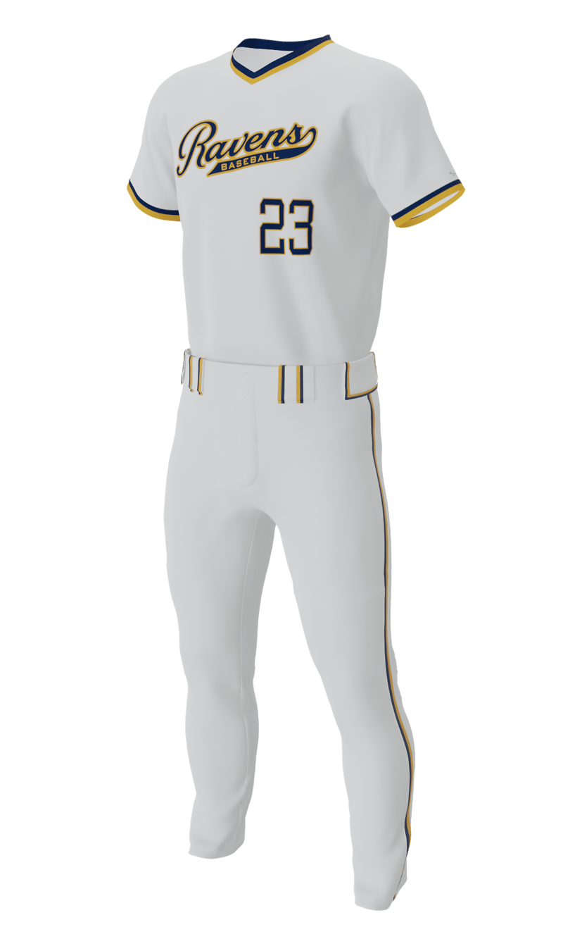 Left White Ravens V-Neck Short Sleeve Jersey & Pant