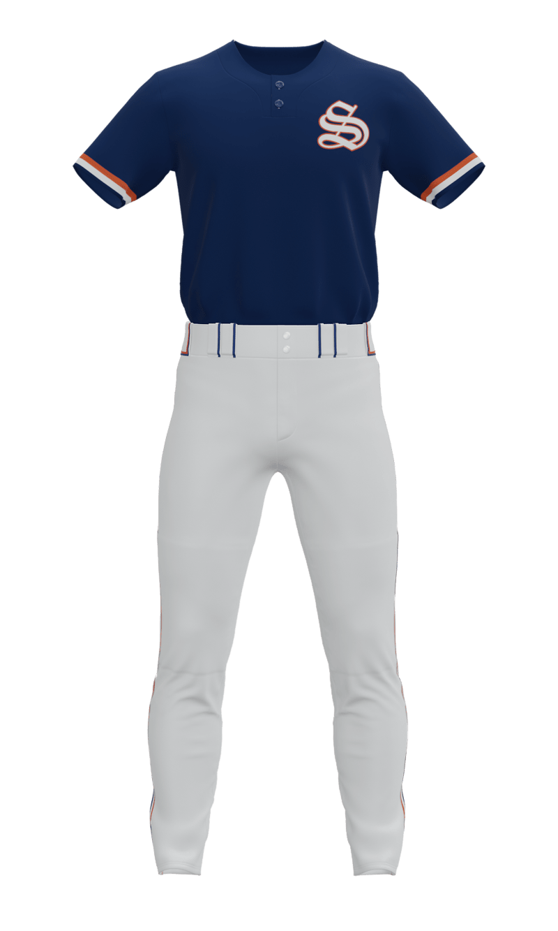 Front Navy S 2 Button Short Sleeve Jersey & Pant