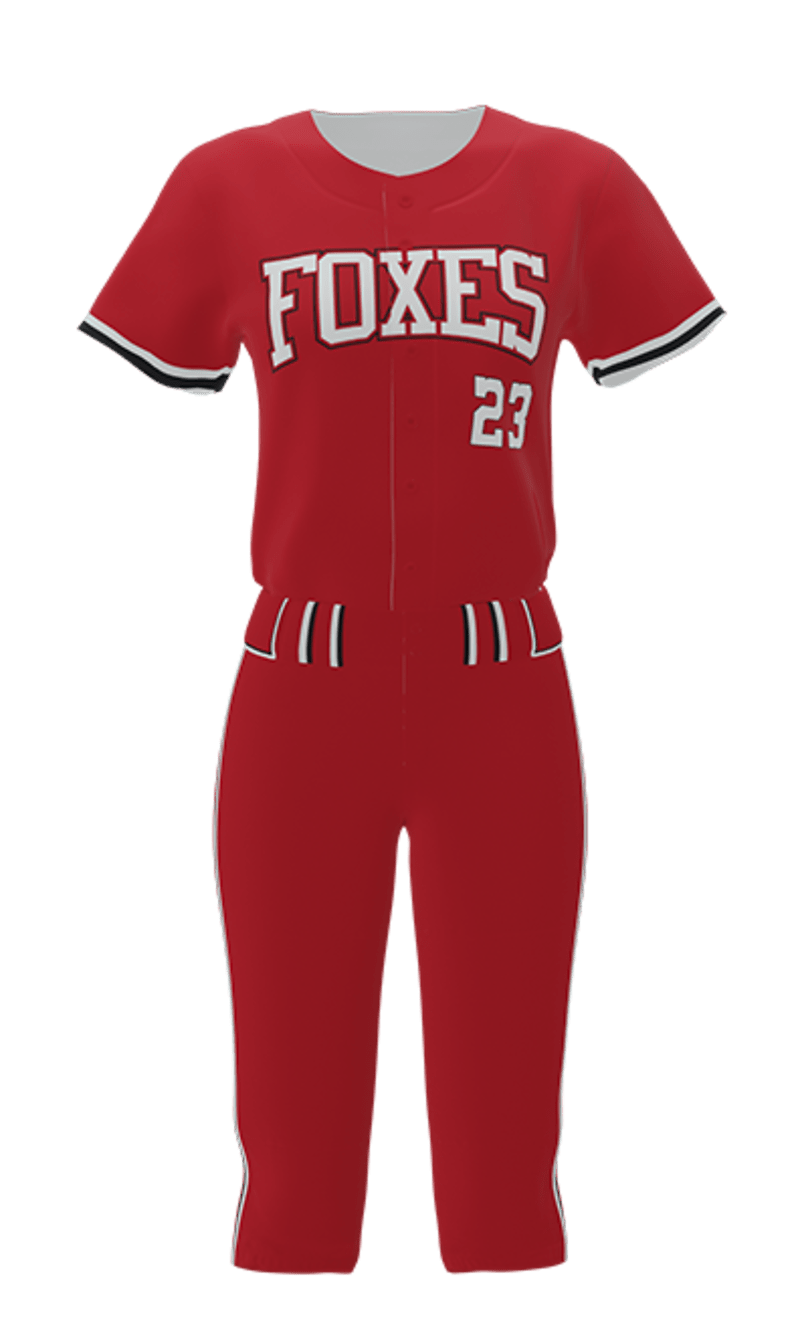 Front Red Foxes Full Button Short Sleeve Jersey & Pant