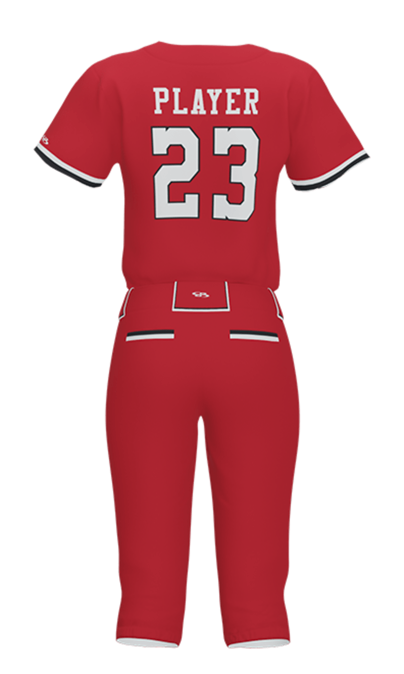 Back Red Foxes Full Button Short Sleeve Jersey & Pant