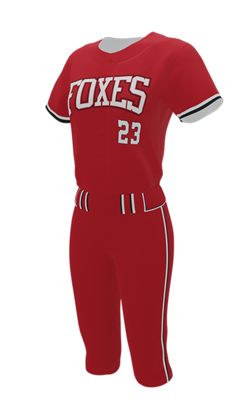Left Red Foxes Full Button Short Sleeve Jersey & Pant
