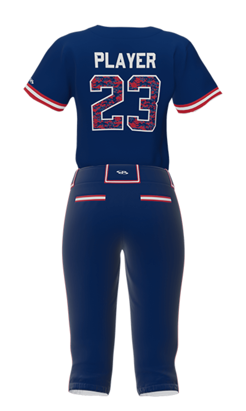 Back Navy Braves Full Button Short Sleeve Jersey & Pant