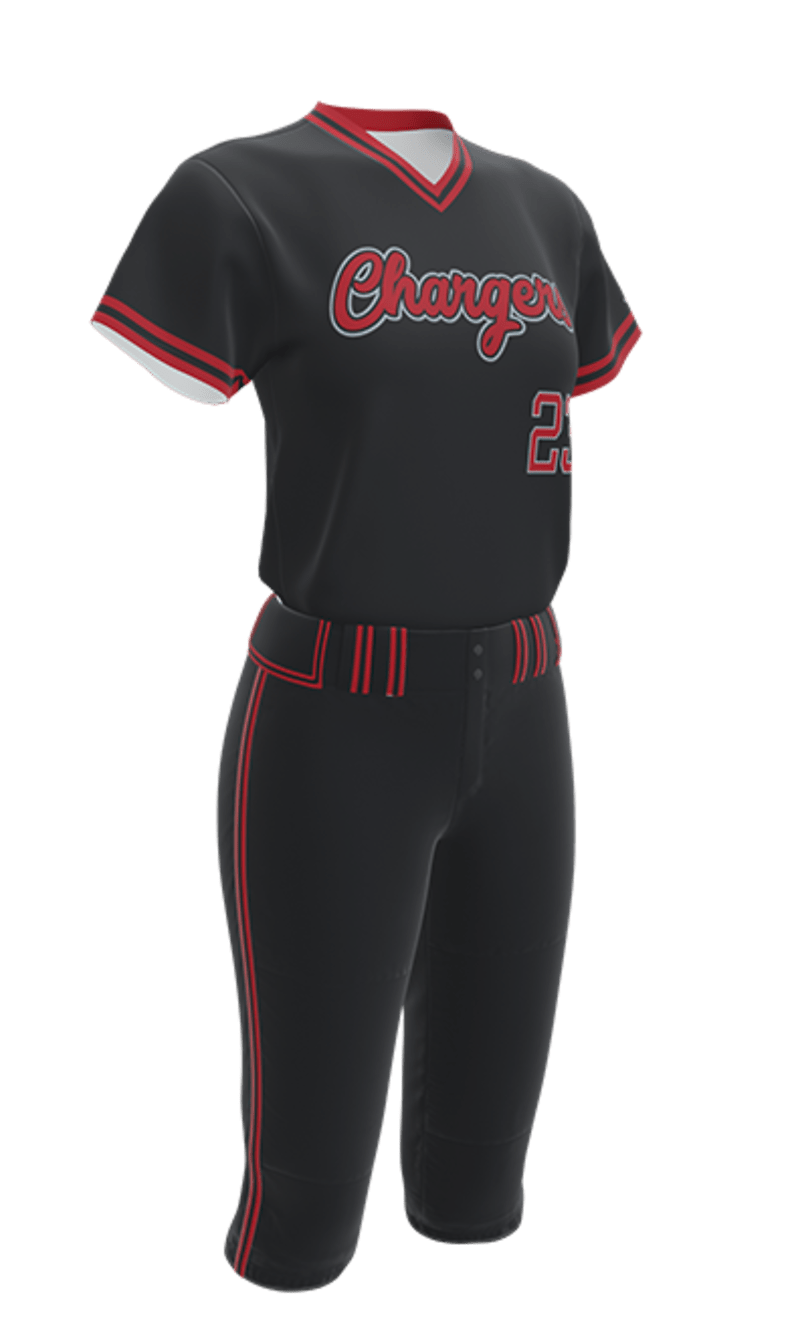 Black Chargers V-Neck Short Sleeve Jersey & Pant