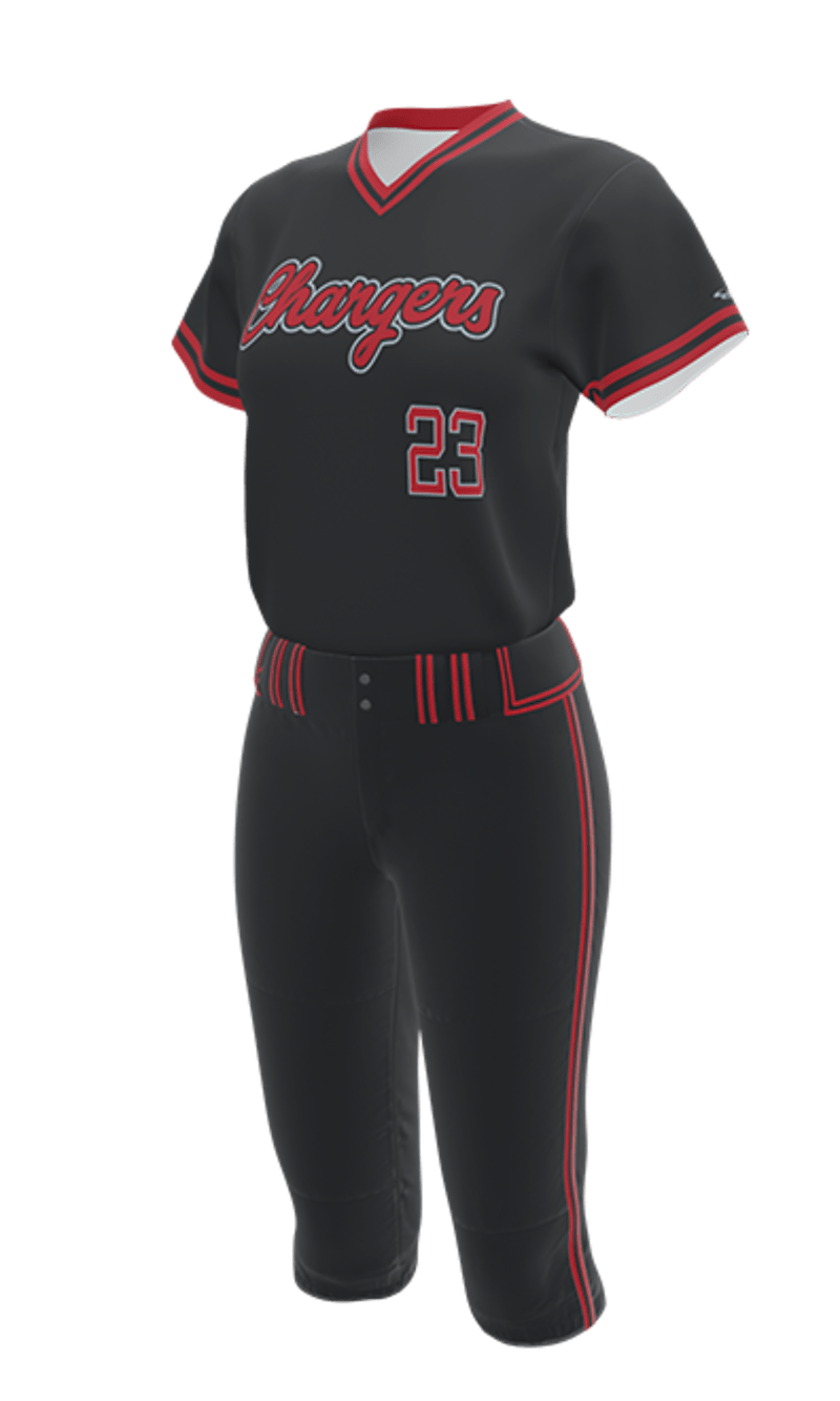 Left Black Chargers V-Neck Short Sleeve Jersey & Pant