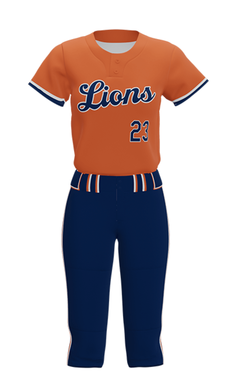Front Orange Lions 2 Button Short Sleeve Jersey & Pant