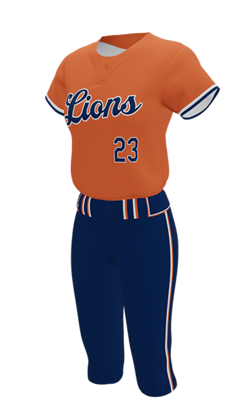 Left Orange Lions 2 Button Short Sleeve Jersey & Pant