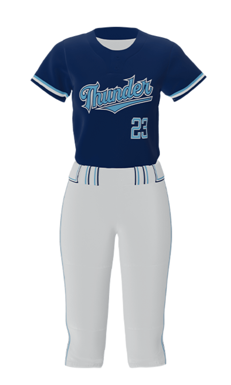 Front Navy Thunder 2 Button Short Sleeve Jersey & Pant
