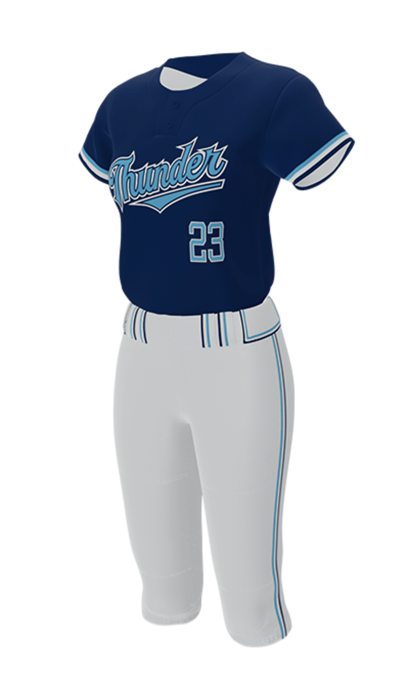 Left Navy Thunder 2 Button Short Sleeve Jersey & Pant
