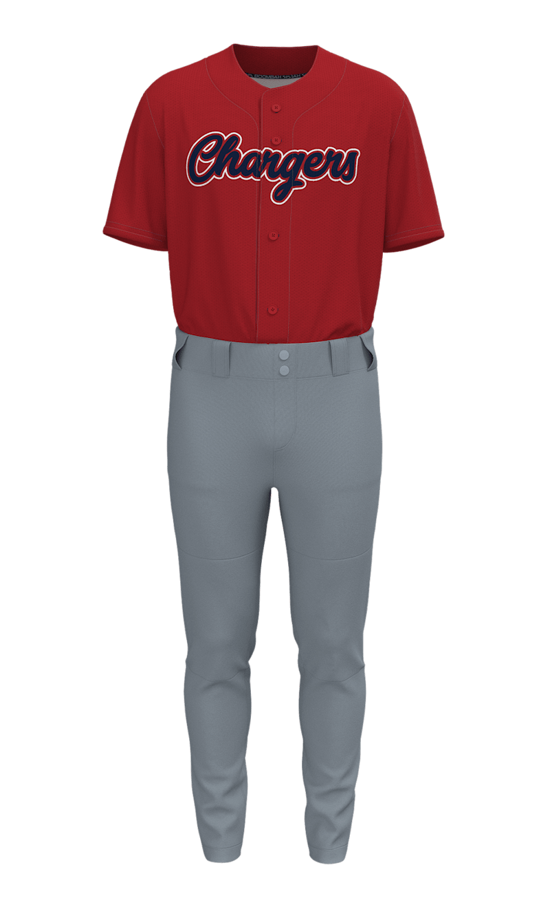 Front Navy Foxes Full Button Short Sleeve Jersey & Pant