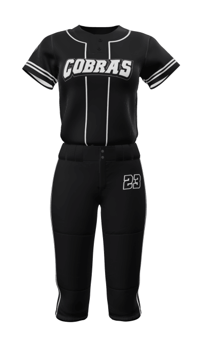 Front Black Cobras 2 Button Short Sleeve Jersey & Knicker