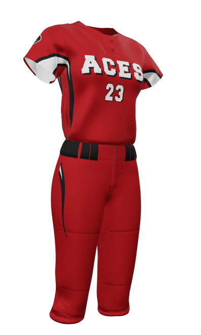 Red Aces 2 Button Short Sleeve Jersey & Knicker