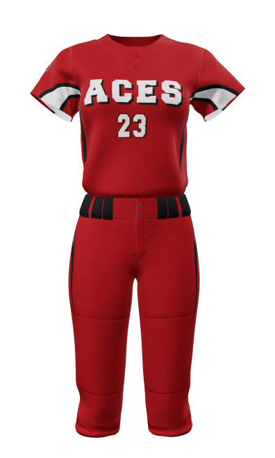 Front Red Aces 2 Button Short Sleeve Jersey & Knicker