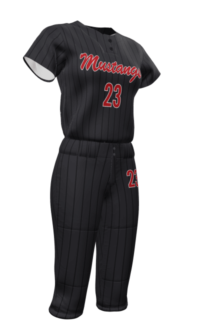 Black Mustangs 2 Button Short Sleeve Jersey & Knicker