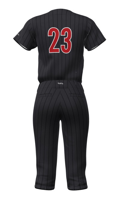 Back Black Mustangs 2 Button Short Sleeve Jersey & Knicker