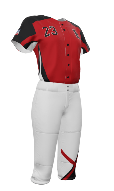 Red B Full Button Short Sleeve Jersey & Knicker