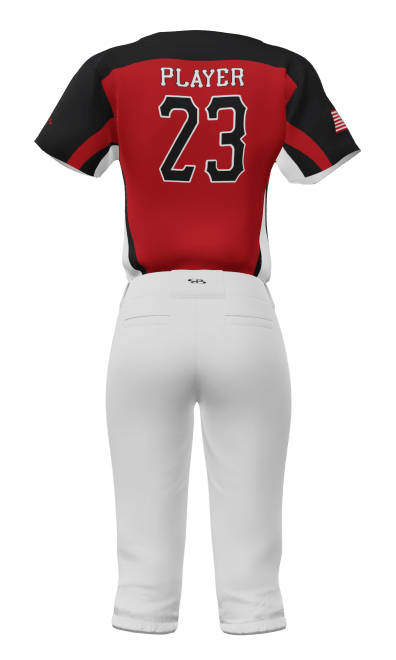 Back Red B Full Button Short Sleeve Jersey & Knicker