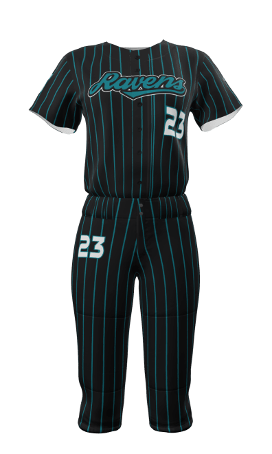 Front Black Ravens Full Button Short Sleeve Jersey & Knicker