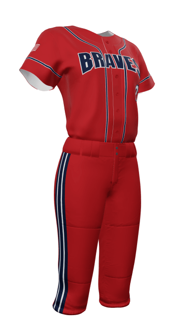 Red Braves Full Button Short Sleeve Jersey & Knicker