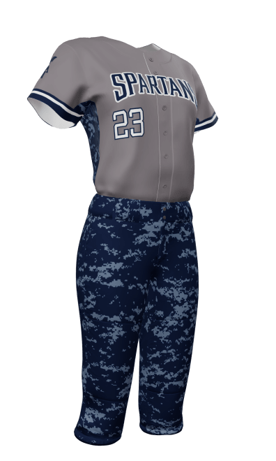 Gray Spartans Full Button Short Sleeve Jersey & Knicker